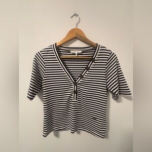 Frame Buttoned Striped Organic-Cotton Jersey T-Shirt